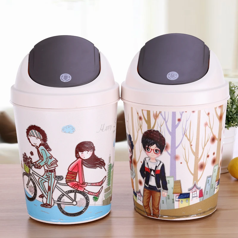 

Creative household trash kitchen bathroom large living room with lid plastic trash container