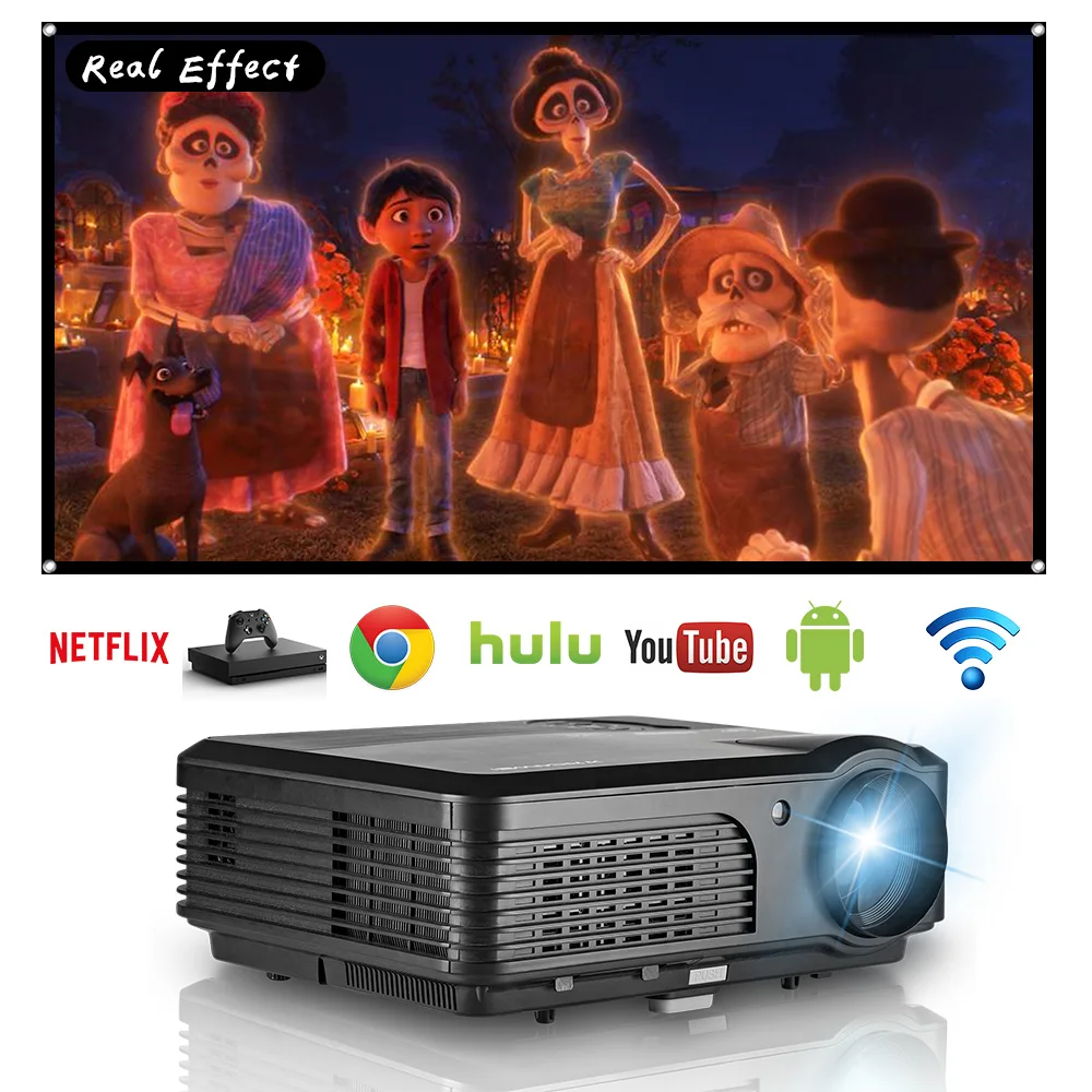 Светодиодный проектор для домашнего кинотеатра Android Bluetooth Wifi Full HD видео мобильный