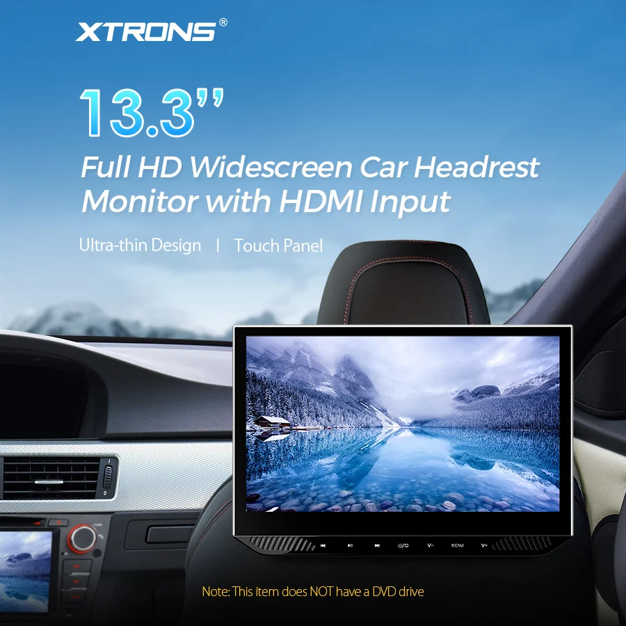 Ультратонкий автомобильный монитор XTRONS широкоформатный экран 13 3 дюйма Full HD 1080P IPS
