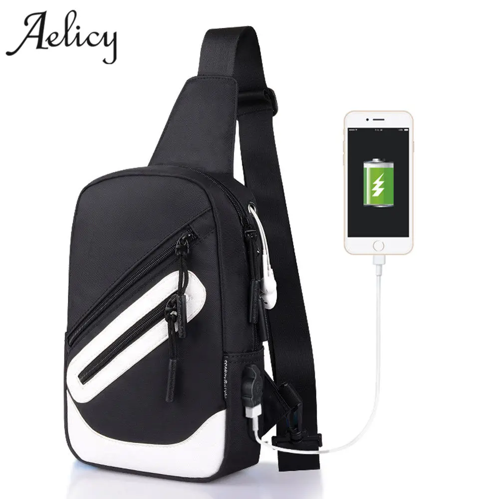 Aelicy USB дизайн Оксфорд мужская нагрудная сумка с одним ремнем на спине дорожная