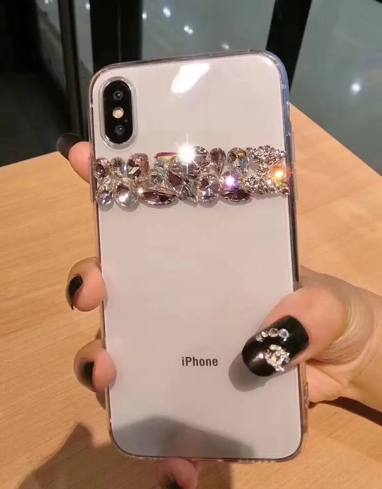 ORYKSZ Silicone Case For iPhone 6 6S Cases Luxury Rhinestone Transparent Tpu Soft Phone Cover 7 8 Plus X Back Coque |