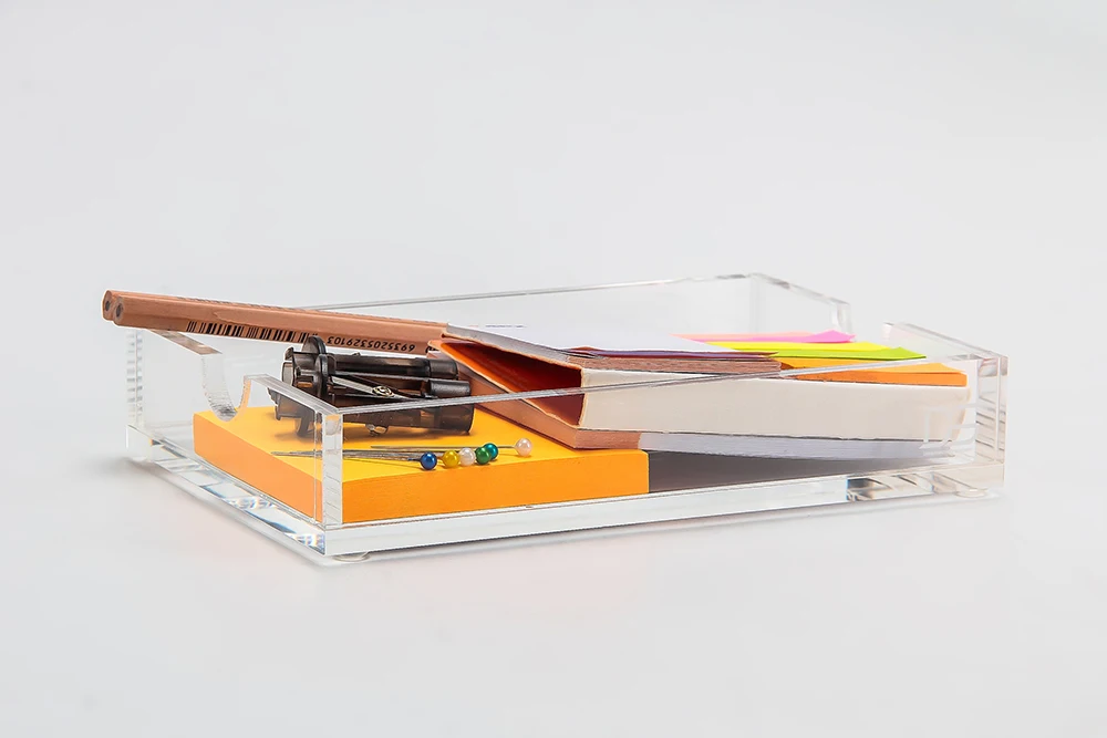 Прозрачный акриловый Настольный органайзер блокнот для записей держатель