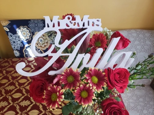 

LAST NAME Personalized Gift for the Bride and Groom. Newlyweds present Mr & Mrs Family Name 3D cut out letters