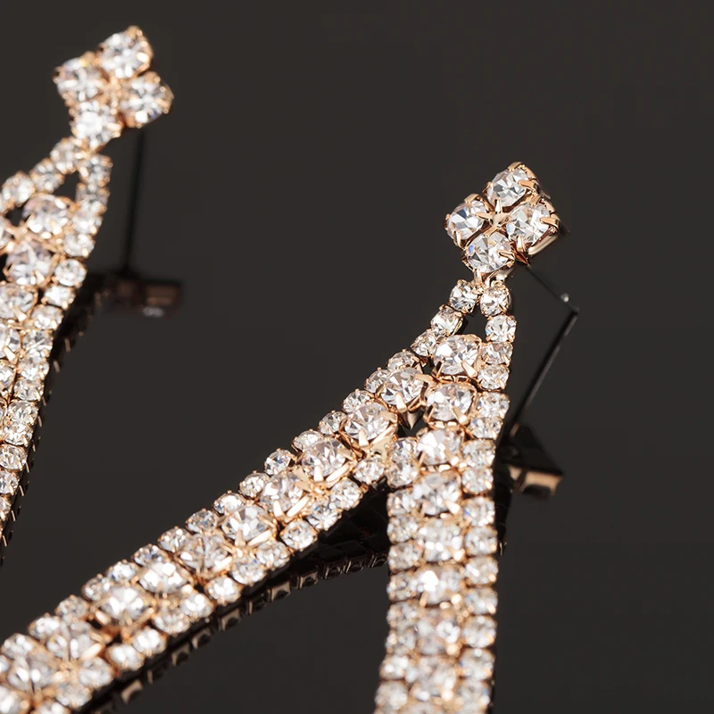 Женские серьги с кристаллами YFJEWE большие для невесты E352|bride earrings|earrings forearrings for women