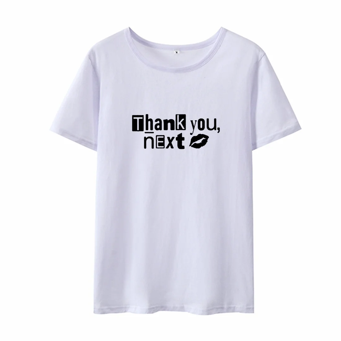 

Thank You Next Kiss Funny Tshirt Women O-neck Short Sleeve Cotton T Shirts for Women Black White Tee Shirt Femme Top Dropshippin