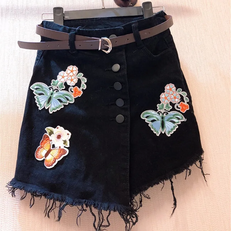 2020 летние женские шорты с вышитыми бабочками и цветами милые джинсы короткая