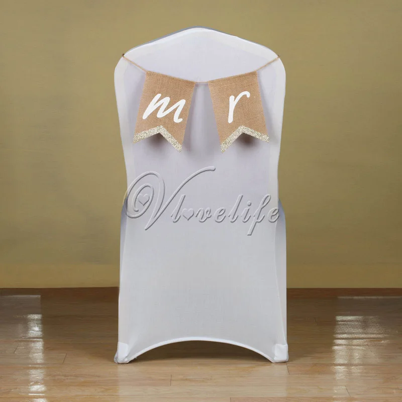 &quotMr mrs&quot Свадебный баннерный знак для стула серебристый блестящий порошок