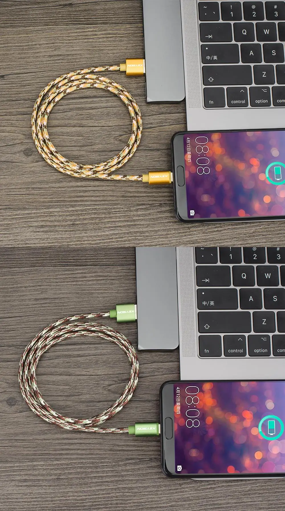 KEYSION цифровой кабель для huawei Xiaomi для samsung USB-C зарядное устройство Camo плетеный кабель для телефона type-C Быстрая Зарядка Синхронизация данных 3.1A