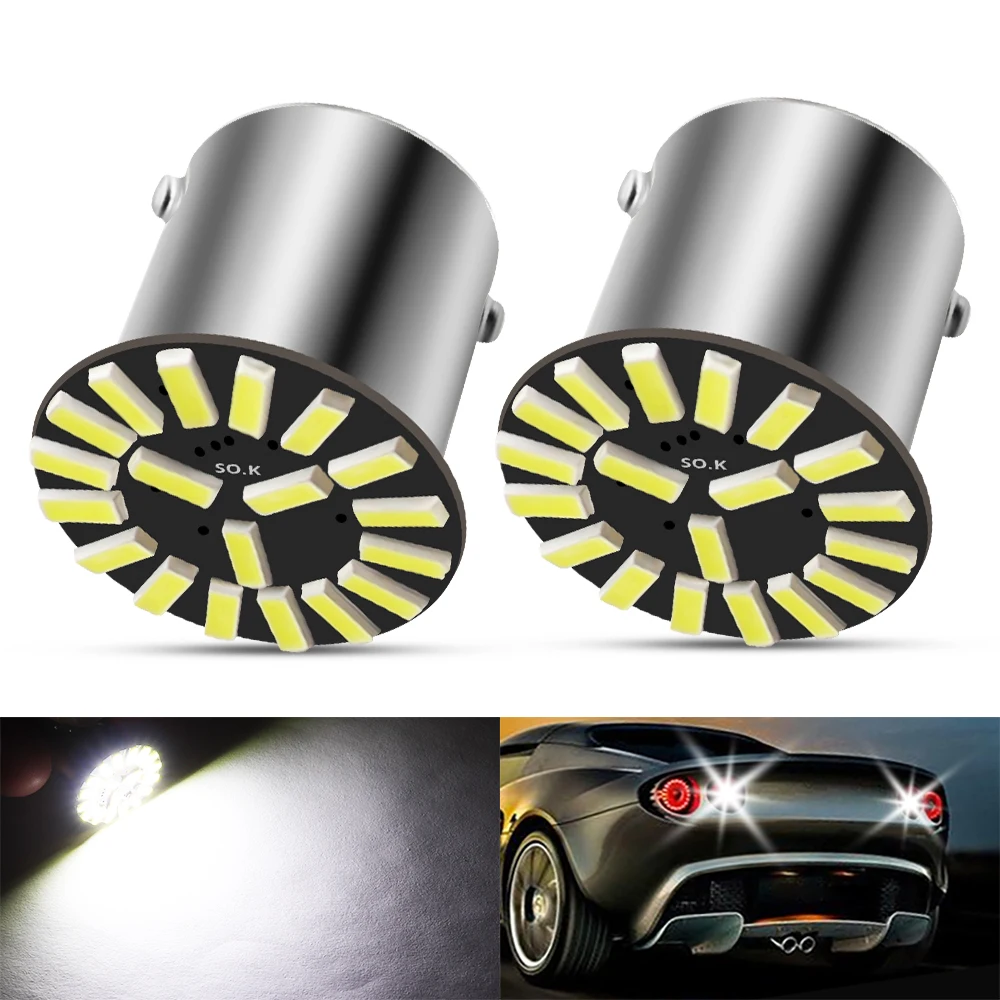 2pcs 1156 P21W BA15S S25 LED Bulbs 4014 SMD 19 Chips 6500K White For Car Auto Reverse Backup Tail Light Side Marker Lamp DC 12V |