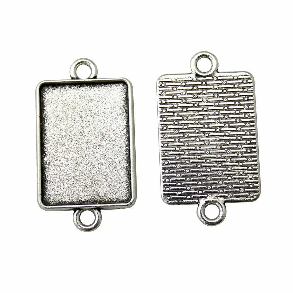 

10pcs Fit 18x25mm Rectangle Glass Cabochon Cabochon Setting Base Antique Silver Color Jewelry Findings For Jewelry Making