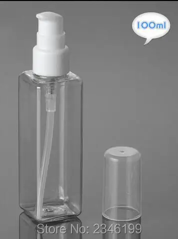 Пластиковая Квадратная бутылка 100 мл с прессованным насосом для лосьона пустая