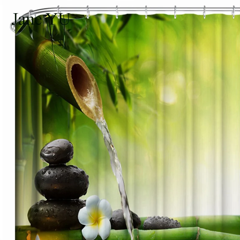 JaneYU Zen водостойкая бамбуковая 3D цифровая печать занавеска для ванной форма