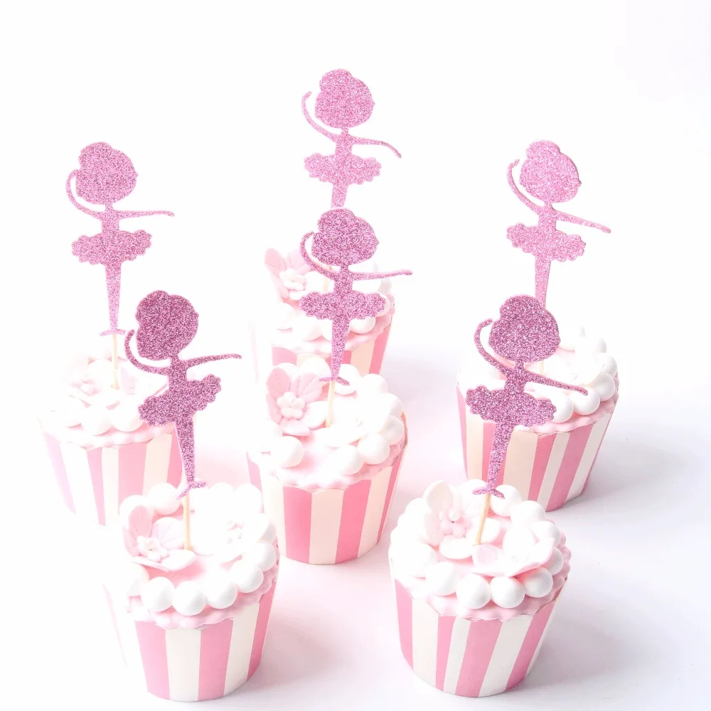 10 шт./лот блеск украшение балерина для тортов День рождения кекс топперы девочка