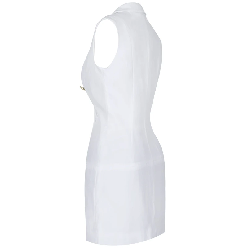 Ocstrade белый V шеи без рукавов Мини Мода Bodycon платье FSY19010-White