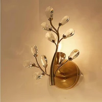 vintage design gold black crystal wall lamp lustres e14 luminare dia24h30cm indoor wall light