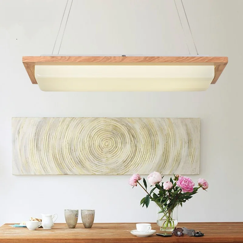 Nordi solid wood led pendant lights long strip minimalist modern study rectangular office restaurant lamps MZ84 |