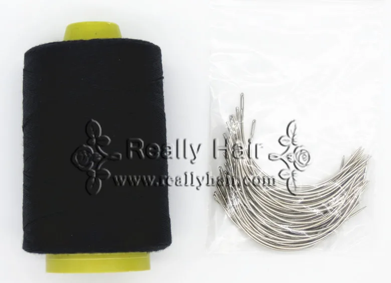 50 шт. изогнутые иглы для плетения волос с черной нитью|hair weaving needle|weaving needlecurved needle |