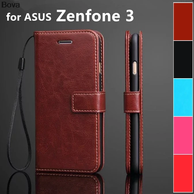 for Fundas Zenfone 3 leather phone case wallet flip cover card holder cover case for ASUS Zenfone 3 ZE520KL ZE552KL ZS570KL