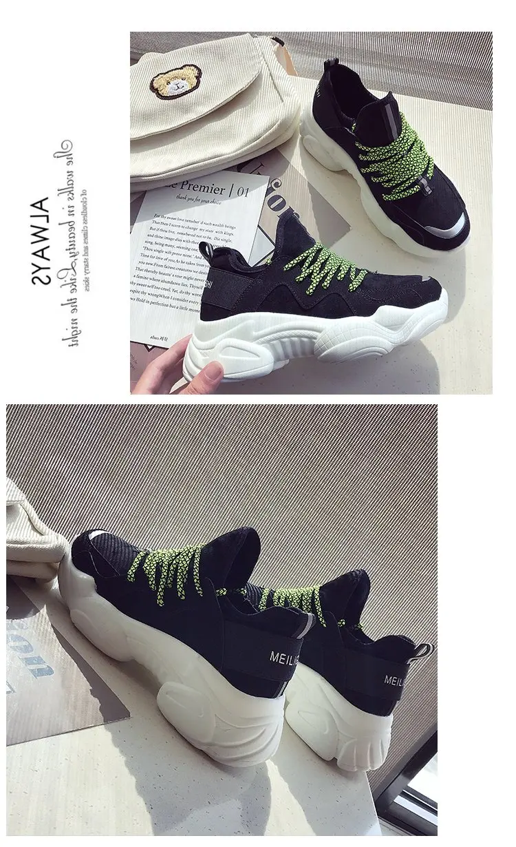Women's Chunky Sneakers Spring Fashion Skate Women Platform Shoes Lace Up Woman Trainers Vulcanized Old Dad Shoes New S