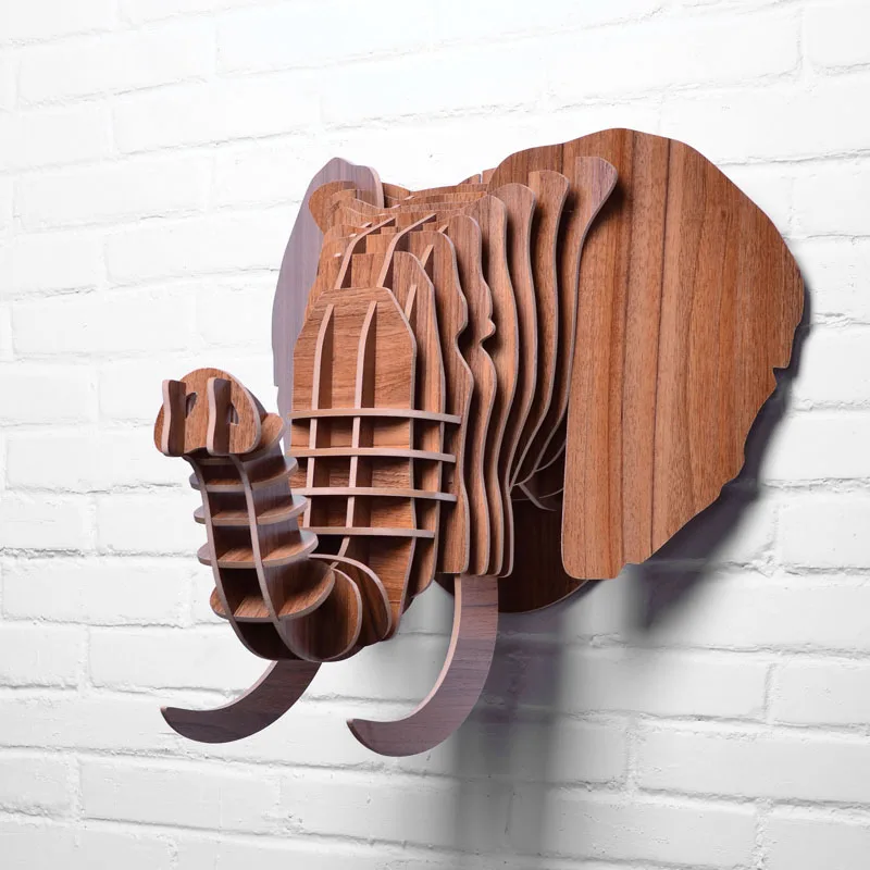 Высококачественная деревянная голова слона 5 мм настенная подвесная Животная