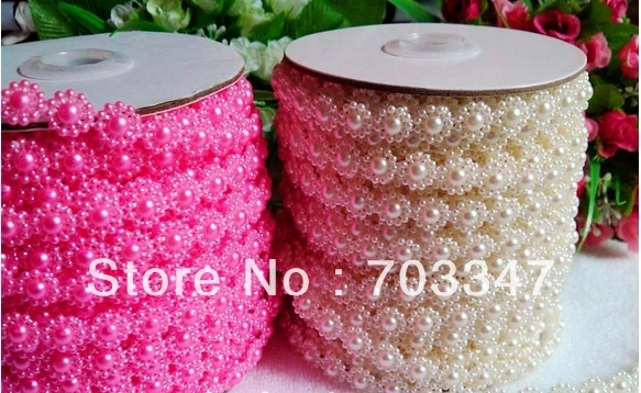 

6 ROLLS (25 METERS/ROLL) X 1cm Flat Back FLOWER PEARL TRIM IN IVORY And Hot Pink, * FREE SHIPPING*
