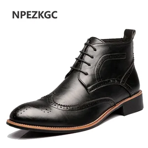Мужские ботинки челси NPEZKGC, повседневные кожаные ботильоны на весну и осень, модная мужская обувь из натуральной кожи