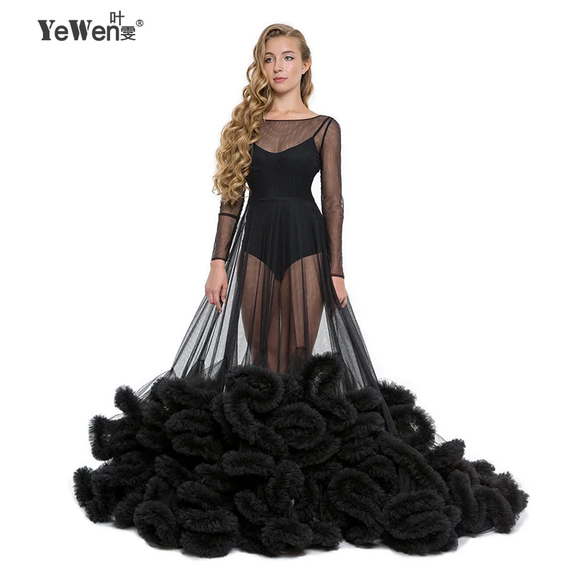 Сексуальное прозрачное облако платье королевский синий свадебное С Длинными