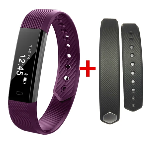 purple ad black band ID115 умный Браслет, фитнес-трекер для сна, будильник, шагомер, браслет для IOS, Android, pk, Fitbits, Smartband - Цвет: purple ad black band