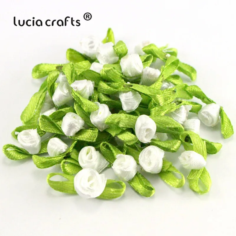 Lucia crafts 20 мм атлас с розочками Цветок голова девушки бутик мини волос лук головные уборы DIY одежды ремесло 48 шт B0107