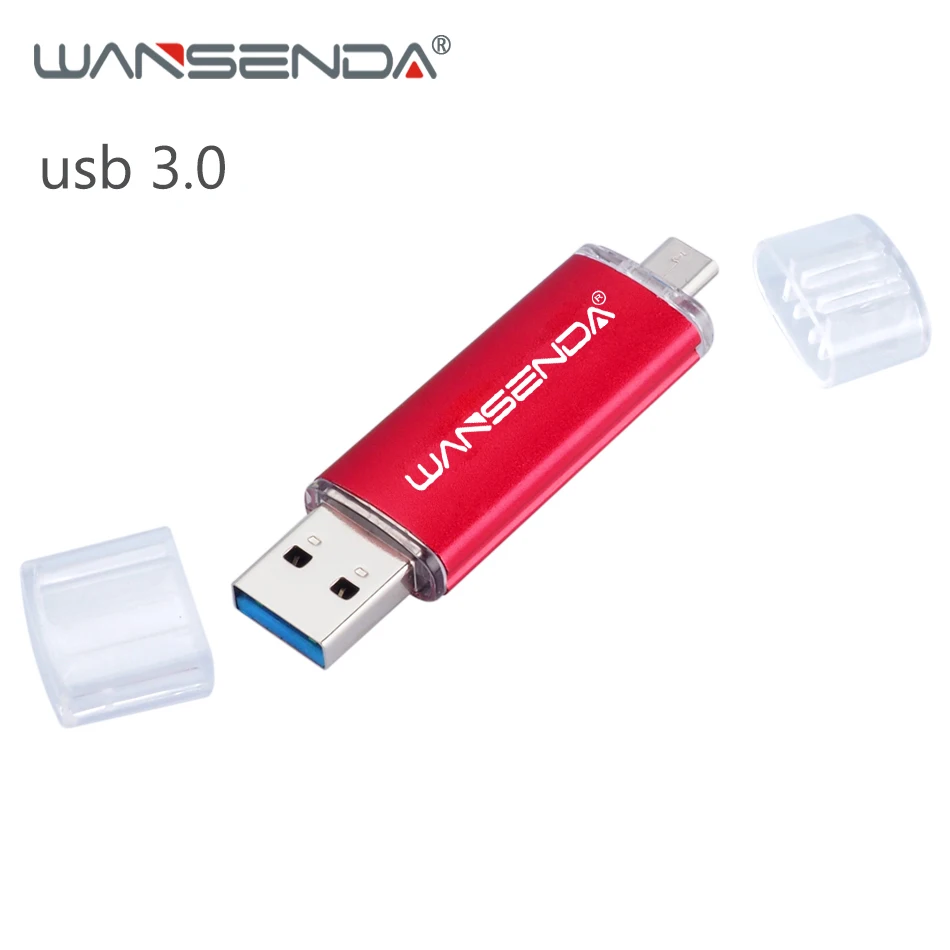 

WANSENDA высокоскоростной USB флеш-накопитель, USB 3,0, OTG, флеш-накопитель, 32 ГБ, 64 ГБ, 128 ГБ, 256 ГБ, флеш-накопитель 2 в 1, карта памяти Micro USB