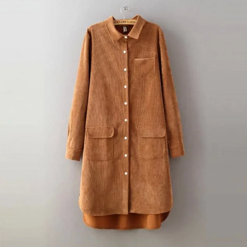 Весна Осень 2019 Новое поступление Женская Длинная блузка однотонная свободная