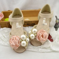girls flower sandals boutique beading princess dress shoes open toe summer sandals party wedding flats size 24 34 sandalias