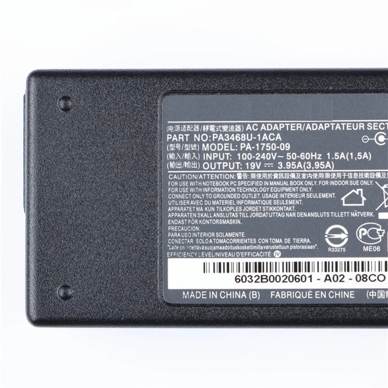 Новый 19V 3.95A 75W Ноутбук AC адаптер питания зарядное устройство для Toshiba Satellite Radius 11