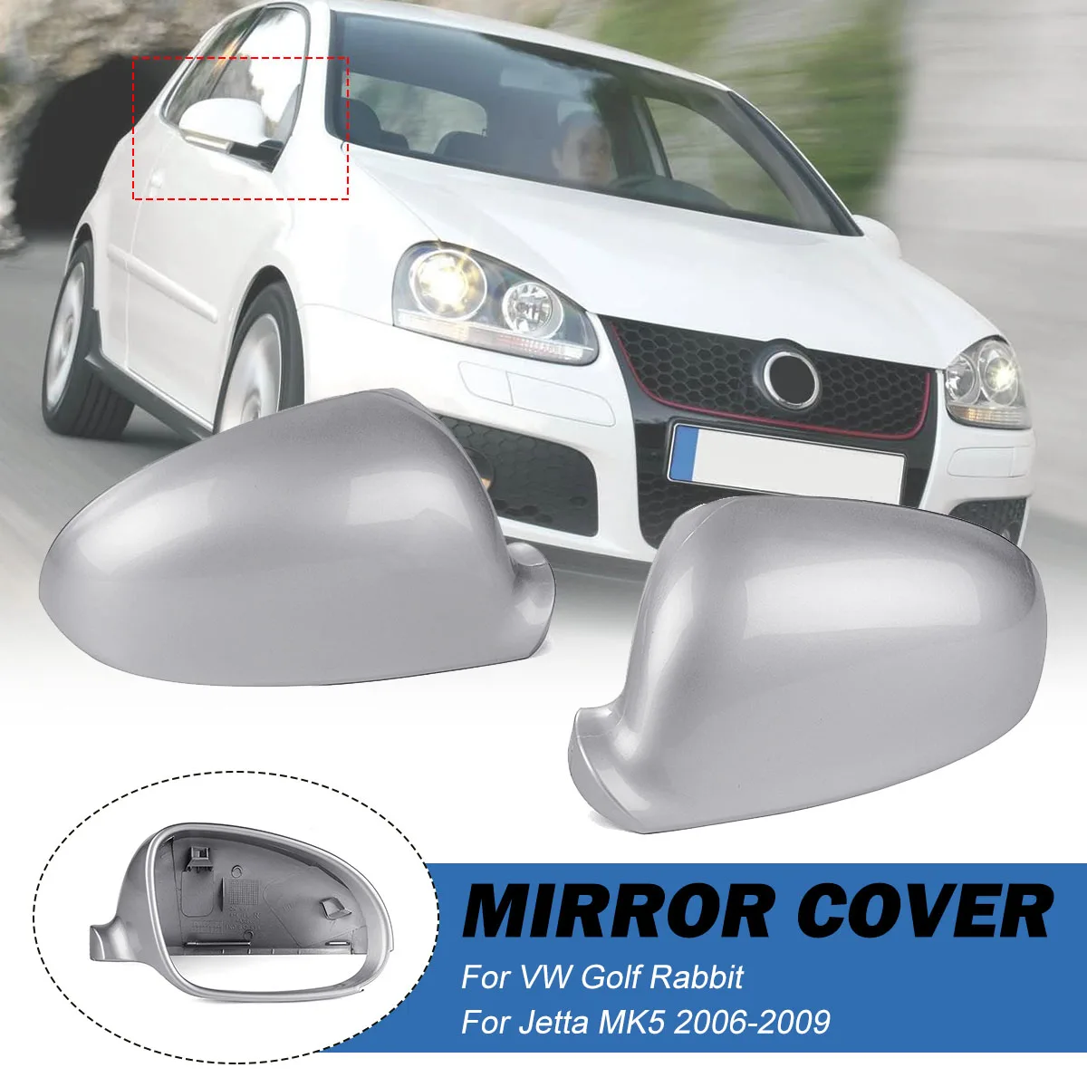 Пара серебряных боковых зеркал заднего вида для VW для Golf Rabbit для Jetta MK5 2006 2007 2008 2009 Запчасти для авто