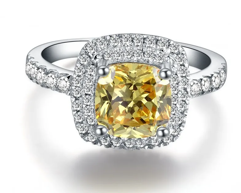 

1Ct фантастическое микро-проложить красивое кольцо из стерлингового серебра 925 пробы Свадебные кольца белого золота цвет