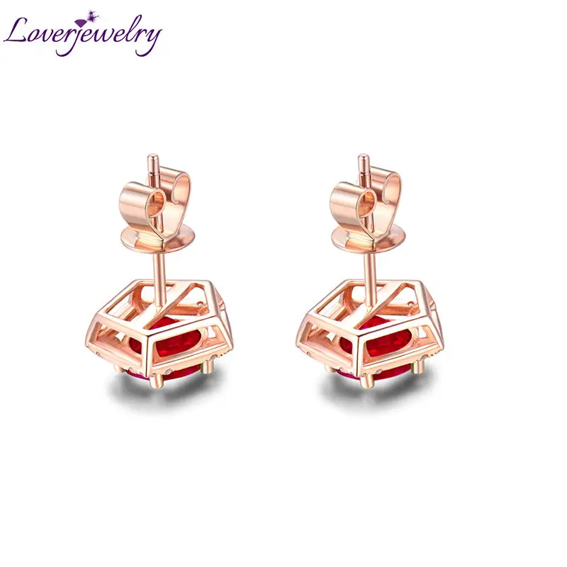 LOVERJEWELRY Твердые 18K розовое золото натуральный рубин Свадебные обещанные серьги