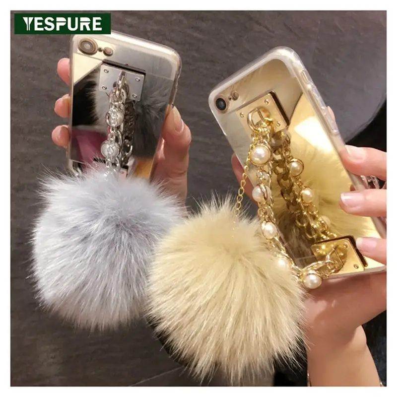 Чехол YESPURE для Iphone 7 8 Plus с пушистыми шариками волос|cover for iphone|for iphonecover |