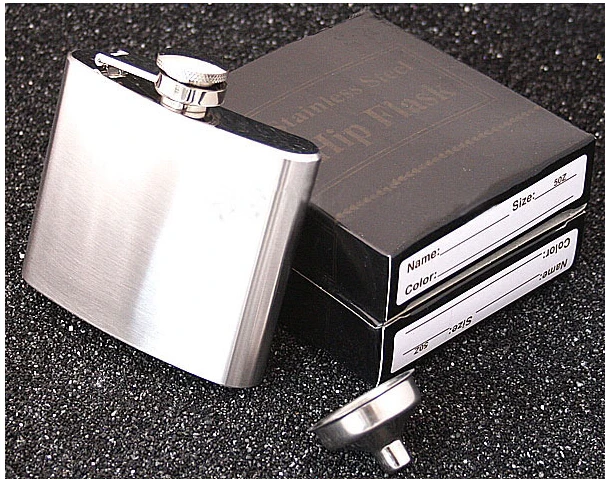 

50 pcs Drinkware New Hip Flask Set 5oz Men outdoor Portable Stainless Steel Flagon Wine Bottle With Gift Box Free shipping