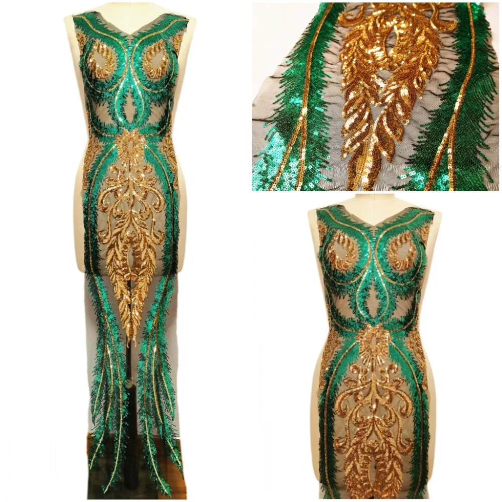 SExy Curve Green Yellow 29x133cm Sewing Sequins Rhinestone Designer Diy Lady Clothes Patches Sew on For Costume Dress Appliques | Дом и сад