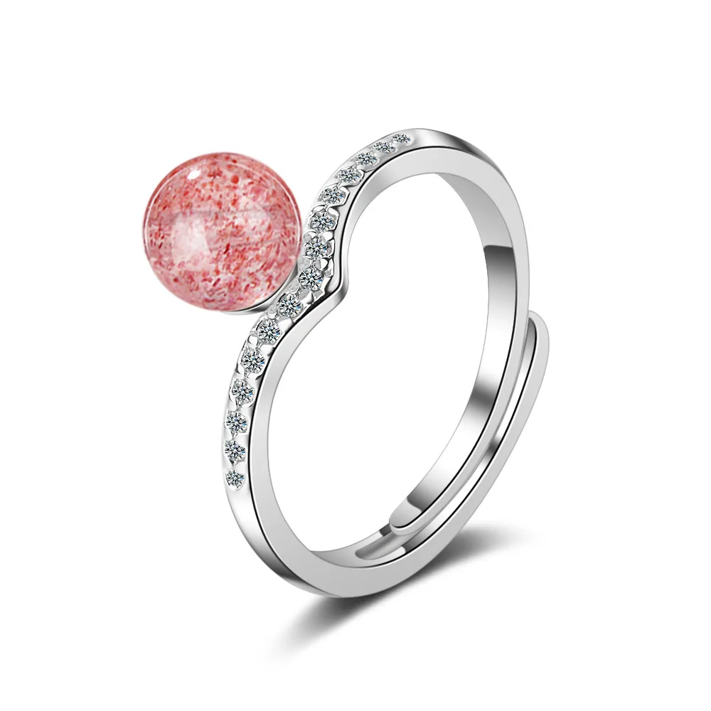 

Original 925 Sterling Silver Simple Design Pink Rhinestone Women Finger Rings Jewelry Engagement Ring No Fade