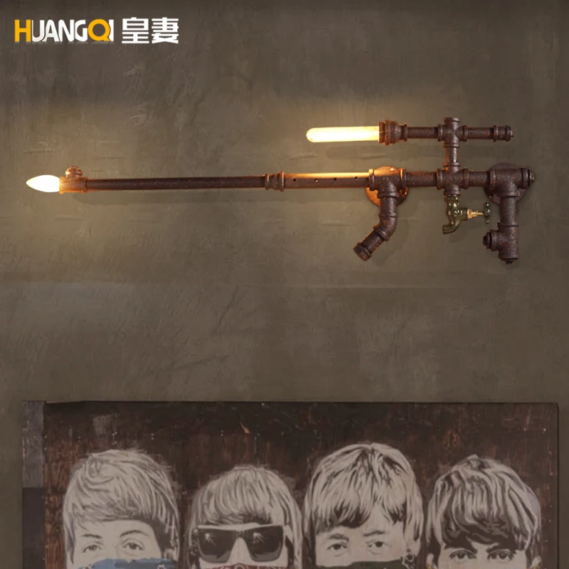 

Creative Ancient Water Pipe Wall Lamp Sconce American Vintage Industrial Light Fixtures Bar Coffee Home Decor Apliques Pared