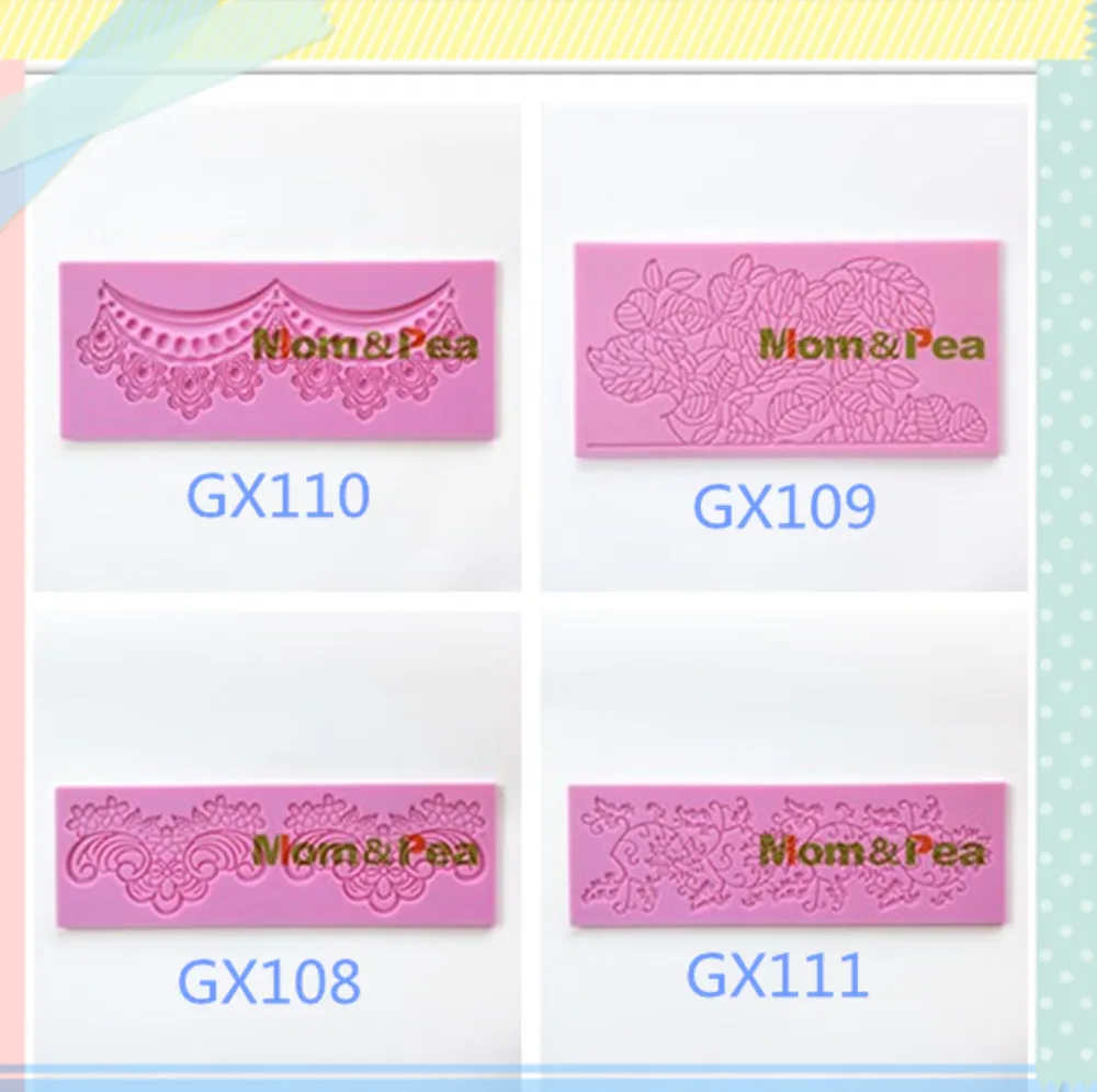 Силиконовая кружевная форма для украшения торта мамы и гороха GX108-111 бесплатная