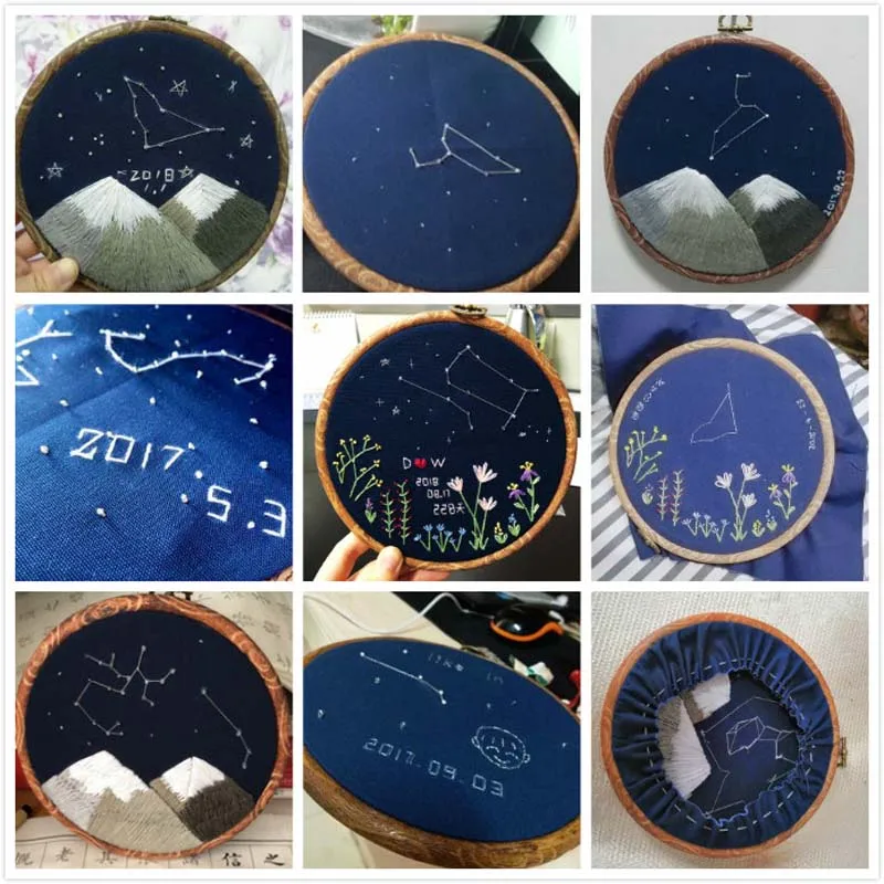 Простые Наборы для вышивания начинающих 12 созвездий крестиком наборы с рамкой