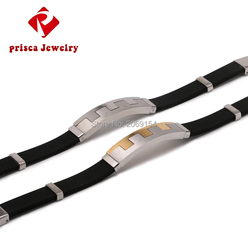 Модные силиконовые браслеты для мужчин из нержавеющей стали с геометрическим