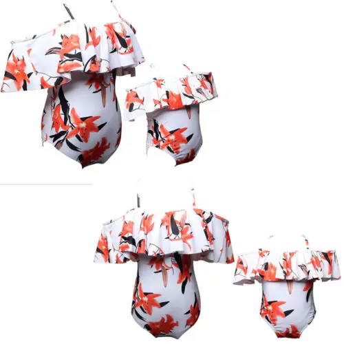 Fimaly/цельнокроеное бикини для мамы и дочки Семейные комплекты одежда купания