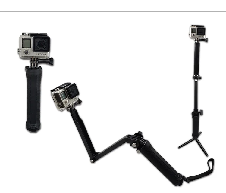 10 шт./лот 3 сторонняя селфи палка ручной монопод складной держатель для GoPro hero +