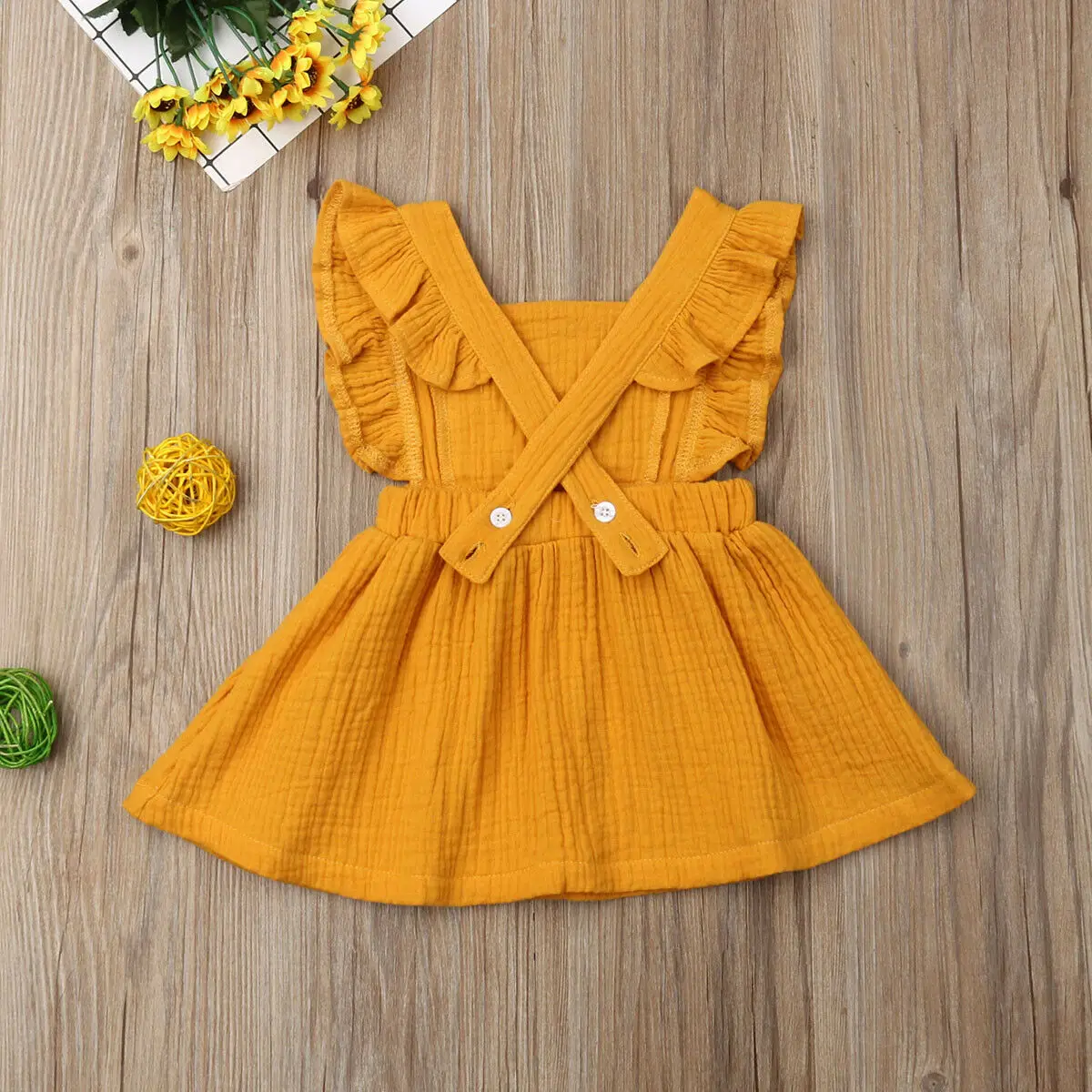 2019 New Summer Newborn Toddler Baby Girl Clothes Solid Ruffle Sleeveless Button Backless Princess Party Skater Dress Outfits | Детская
