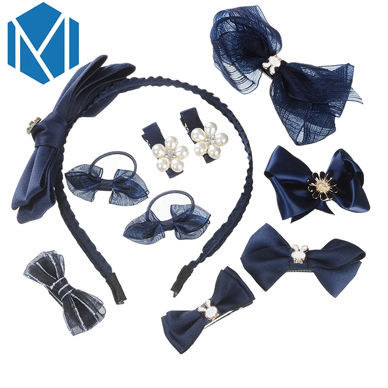 M MISM 10 шт. повязка на голову шпильки ленточный бантик красивые резинки для волос с