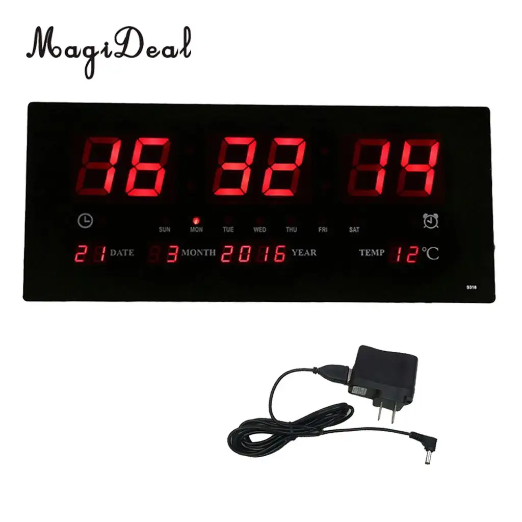 Extra Big Screen LED Office Wall Clock 24H Calendar -Time - Days Week Year Temperature Meter Projection Clocks US | Дом и сад