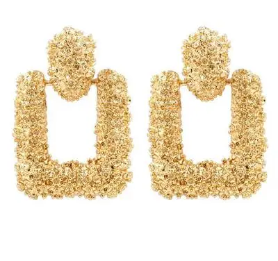 goldCE0574 Индивидуальность модные Эффектные серьги большие геометрические серьги женские Висячие серьги в форме капли современные ювелирные изделия - Окраска металла: goldCE0574